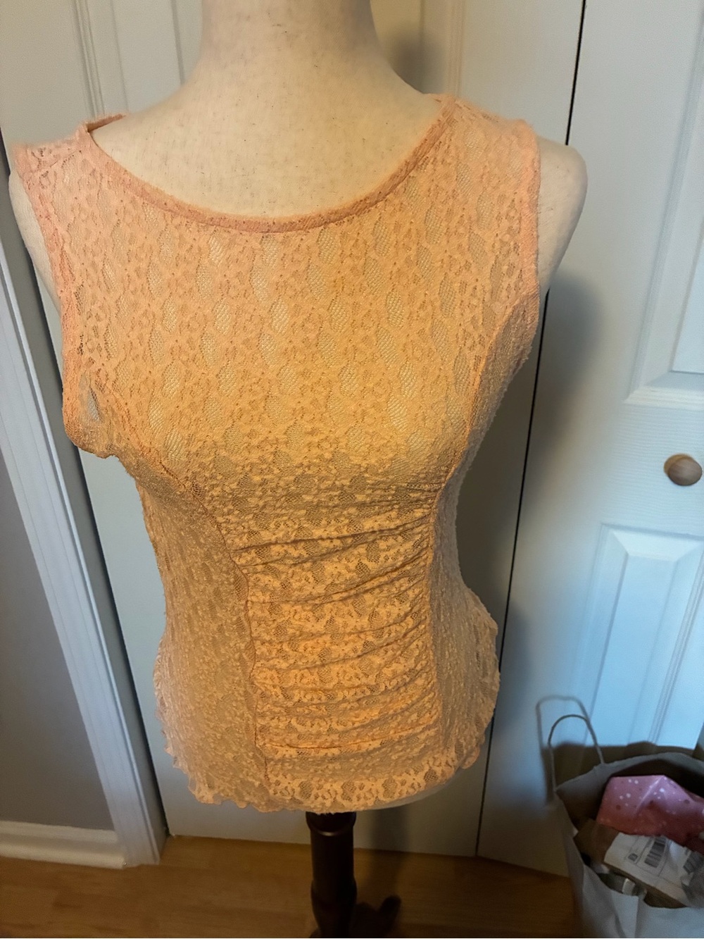 Anthropologie Peach Lace Sleeveless Camisole
